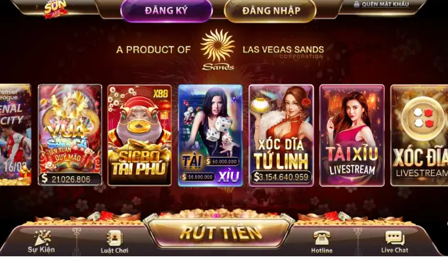 Giao diện cổng game Sunwin